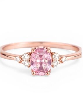 Dainty Pink & Gold Crystal Ring